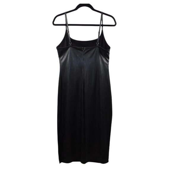 Wild Fable Faux Leather Black Midi Dress – Size M – Adjustable Straps, Side Zip - Picture 6 of 11